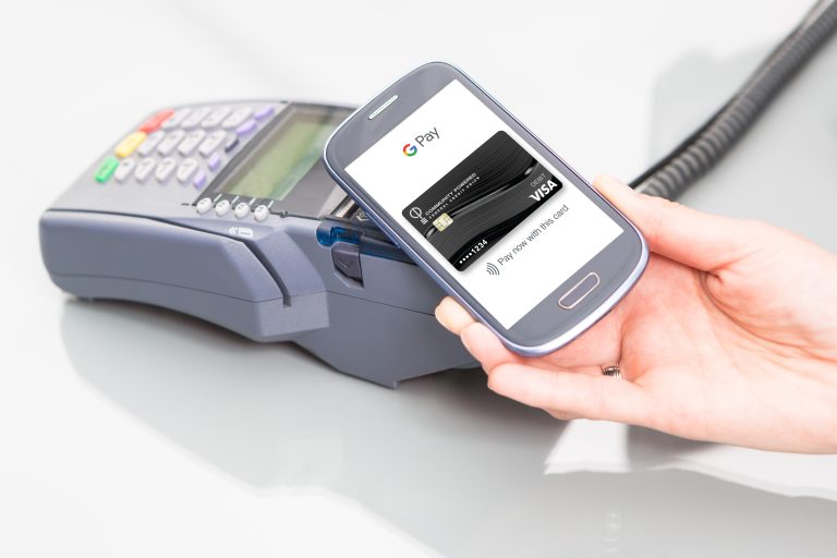 Using Google Pay on a mobile phone to complete purchase